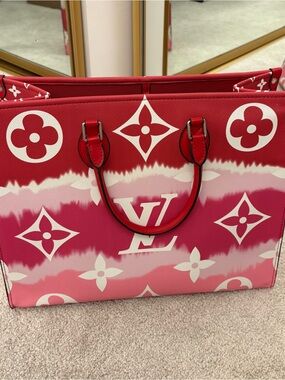 Louis Vuitton Red & Pink Monogram Ombre Tote